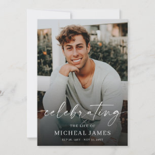 Modern Script Celebration of Life Photo Invitation
