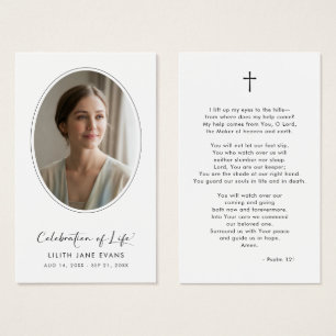 Modern Script Celebration of Life Prayer Card