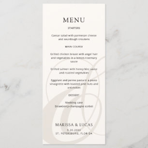 Modern Script Champagne Ampersand Wedding Menu