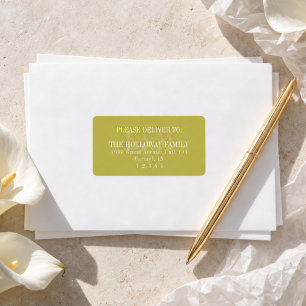 Modern Script Chartreuse Citrus Monogram Wedding Label