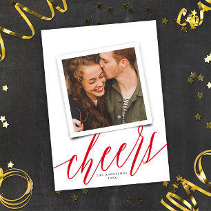 Modern Script Cheers New Year Holiday Photo Card