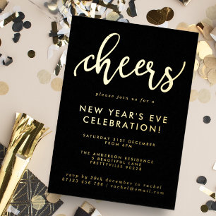 Modern Script Cheers New Year's Eve Party Gold