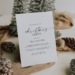 Modern Script Christmas Party Invitation<br><div class="desc">This modern script Christmas party invitation card is perfect for a minimalist holiday event. The simple black and white design features unique industrial lettering typography with modern boho style. Customisable in any colour.</div>