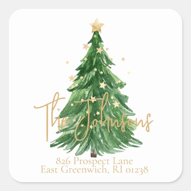 Modern Script Christmas Return Address Labels (Front)