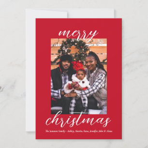Modern Script Christmas Stylish Minimalist Family Holiday Card