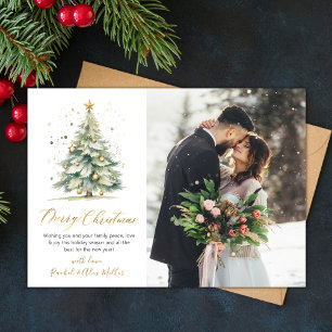 Modern Script Christmas Tree 2 Photo Christmas Holiday Card
