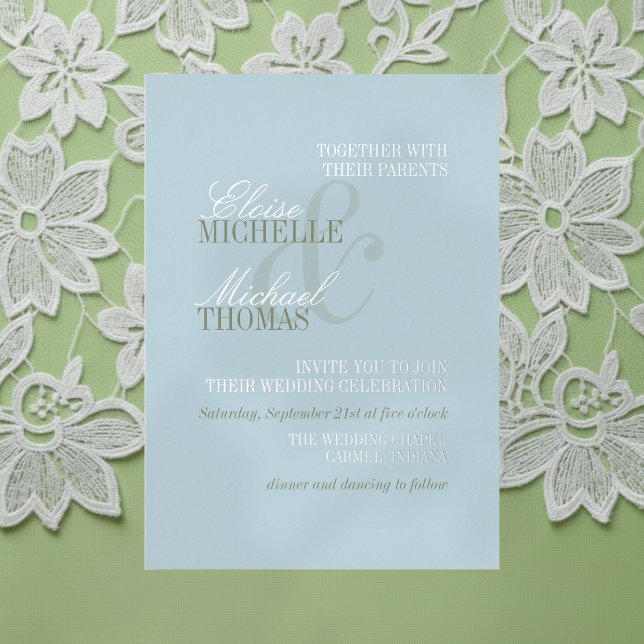 Modern Script Citrus Blue Formal Wedding (Invite guest to your big day with this Modern Script Citrus Blue Formal Wedding Foil Invi)