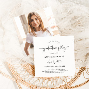 Modern Script Class of 2024 Photo Graduation Party Invitation