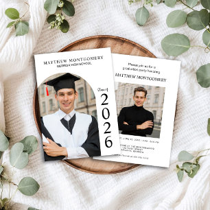 Modern Script Class of Graduation 2 Photo  Invitation
