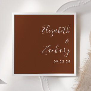 Modern Script Coffee Brown Wedding Napkin