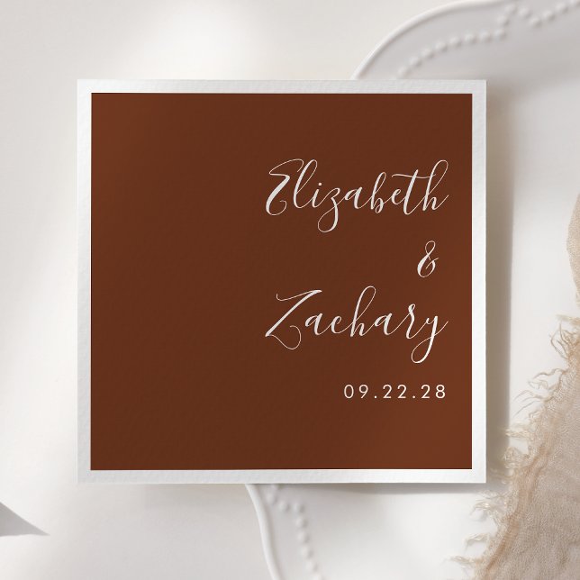 Modern Script Coffee Brown Wedding Napkin (Creator Uploaded)