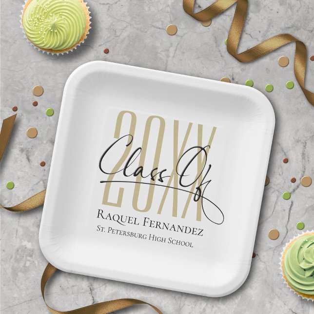 Modern Script Collage Graduation Party Paper Plate (Creator Uploaded)