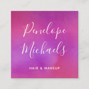 Modern Script Colourful Watercolor Square Business Card