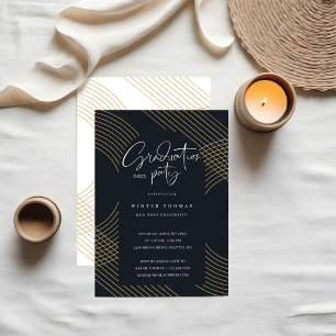 Modern Script Concentric Arches Graduation Party Invitation
