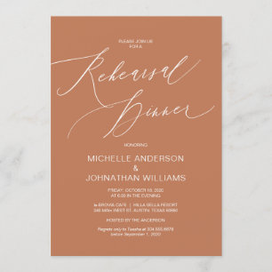 Modern Script, Copper, Wedding Rehearsal Dinner Invitation