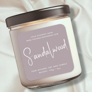 Modern script cosmetics candle label