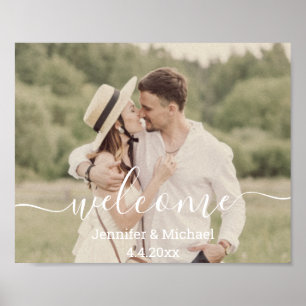  modern script country wedding photo welcome sign