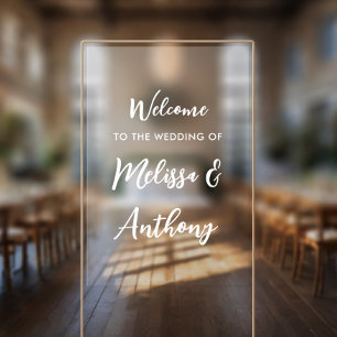 Modern Script Couple Names Wedding Welcome Window Cling