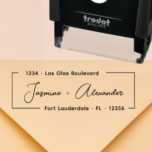 Modern Script Couple Wedding Return Address Self-inking Stamp