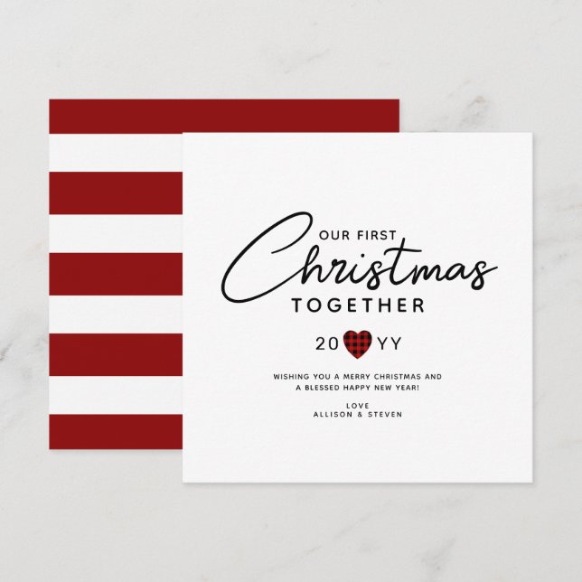 Modern Script Couples First Christmas Holiday Card (Front/Back)