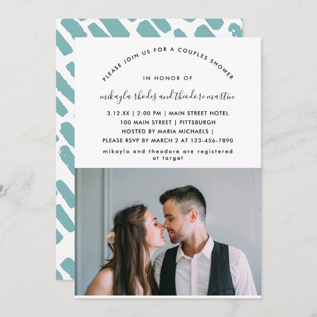 Modern Script Couples Shower Photo Invitation (Front/Back)