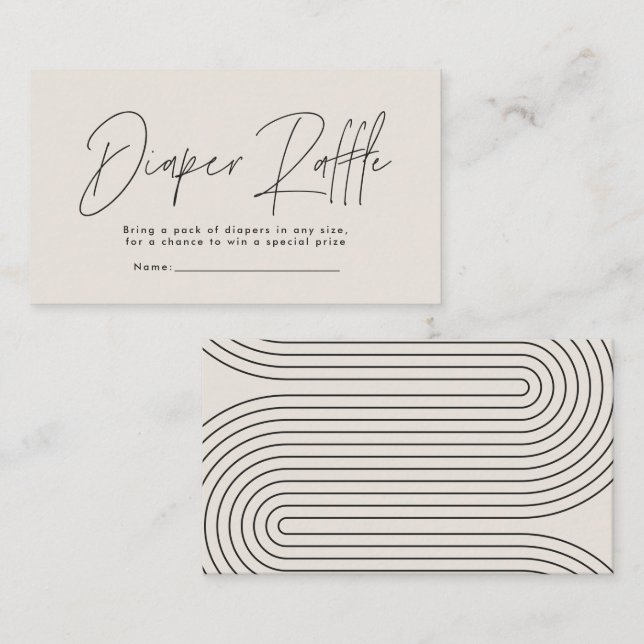 modern script cream baby shower diaper raffle card (Front/Back)