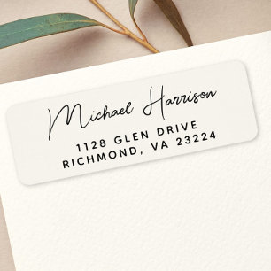 Modern Script Cream Return Address