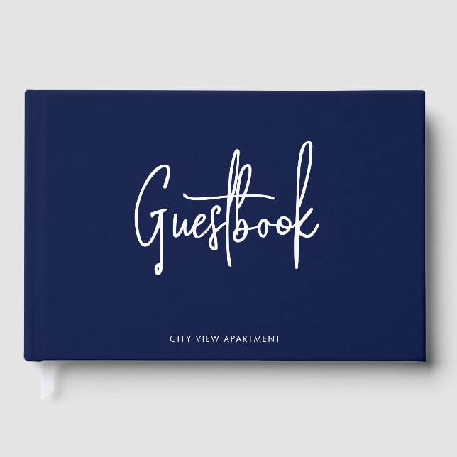 Modern Script Custom Colour Minimalist Guest Book (Front)