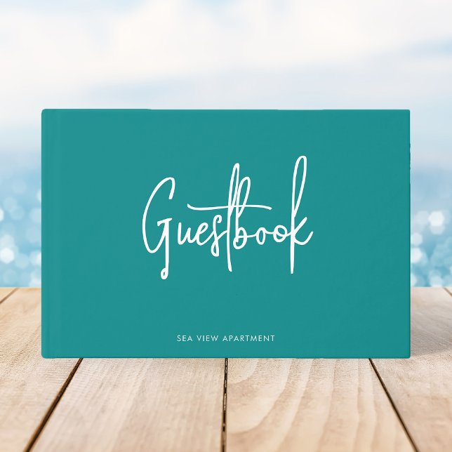 Modern Script Custom Colour Minimalist Guest Book (Creator Uploaded)