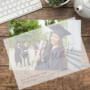 Modern Script Custom Graduation Grad Overlay  Vellum Invitations