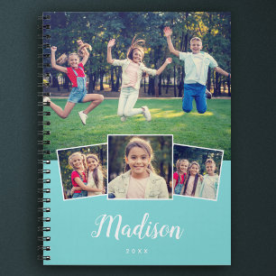 Modern Script Custom Name Cool 4 Photo Collage Not Notebook