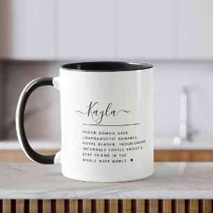 Modern Script Custom Name Definition Cool Bio Mug