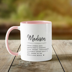 Modern Script Custom Name Definition Cool Girly Mug