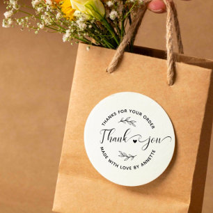 Modern Script Custom Name Round Thank You Handmade Rubber Stamp