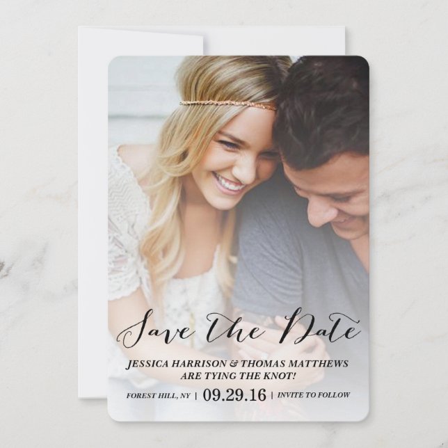 Modern Script | Custom Photo Save The Date (Front)