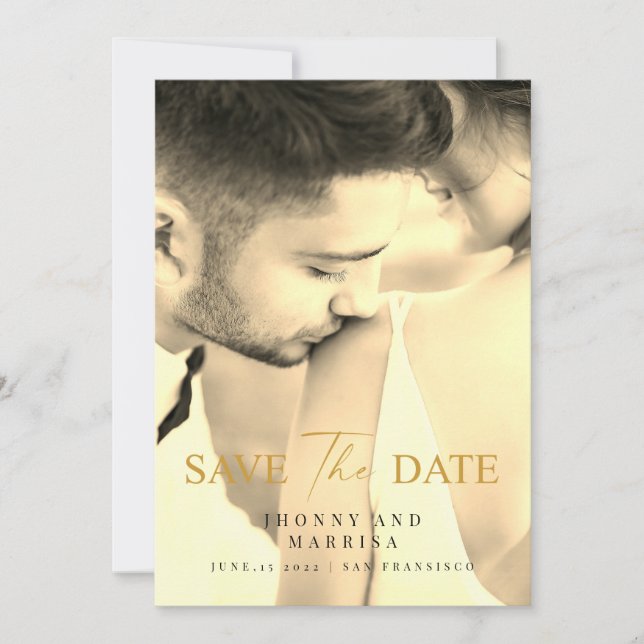 Modern Script | Custom Photo Save The Date Cards (Front)