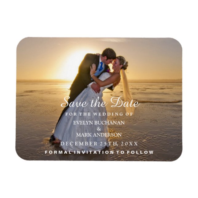Modern Script Custom Photo Save The Date Magnet (Horizontal)