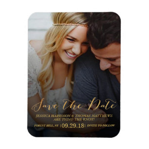 Modern Script   Custom Photo Save The Date Magnet
