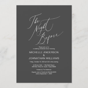 Modern Script, Dark Grey, Wedding Rehearsal Dinner Invitation