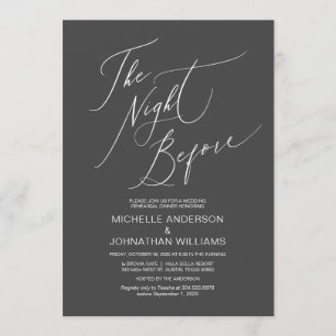Modern Script, Dark Grey, Wedding Rehearsal Dinner Invitation
