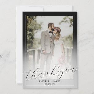 Modern Script Dark Red 2-Photo Wedding Thank You