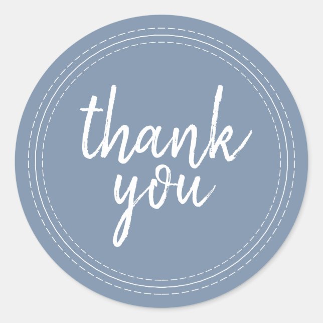 Modern Script Denim Blue Thank You Gift Label (Front)