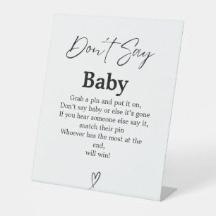 Modern Script Don't Say Baby Baby Shower Game sign