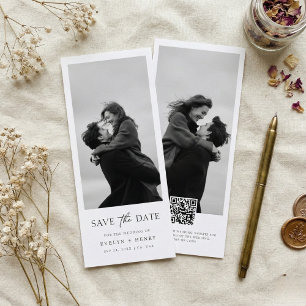 Modern Script Double Sided Bookmark Photo Wedding Save The Date