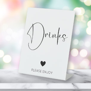 Modern Script Drinks Baby Shower Pedestal Sign