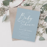 Modern Script Dusty Blue Boy Baby Shower Invitation<br><div class="desc">Modern Script Dusty Blue Boy Baby Shower Invitation. Click the personalise button to customise this design with your details.</div>