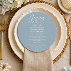 Modern Script Dusty Blue Formal Wedding Menu