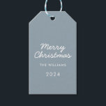 Modern Script Dusty Blue Merry Christmas Custom Gift Tags<br><div class="desc">Modern Script Dusty Blue Merry Christmas Custom Gift Tags</div>