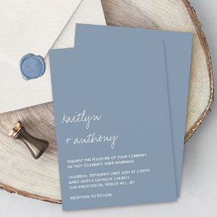 Modern Script Dusty Blue Minimalistic Wedding Invitation