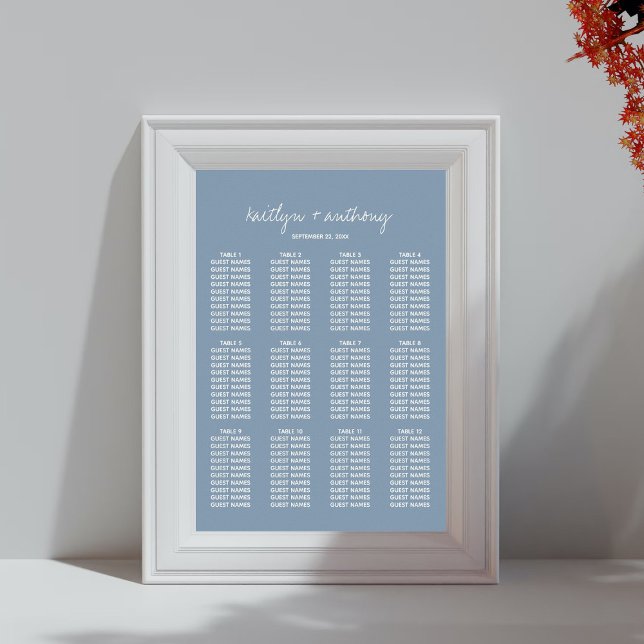 Modern Script Dusty Blue Minimalistic Wedding Poster (Creator Uploaded)
